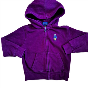 Ralph Lauren Polo Toddler Hoodie 3T – Burgundy Magenta Full Zip Sweatshirt